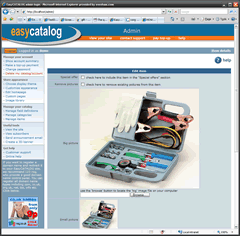 Online catalog items are added or changed using this simple web page